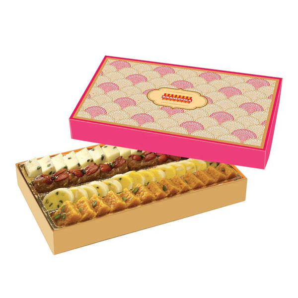 Assorted festive sweets from Bikanervala – Golden Mix 1 kg gift pack