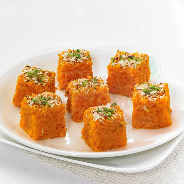 Moti Pak from Shree Mithai – Creamy saffron dessert garnished with almond and pistachio