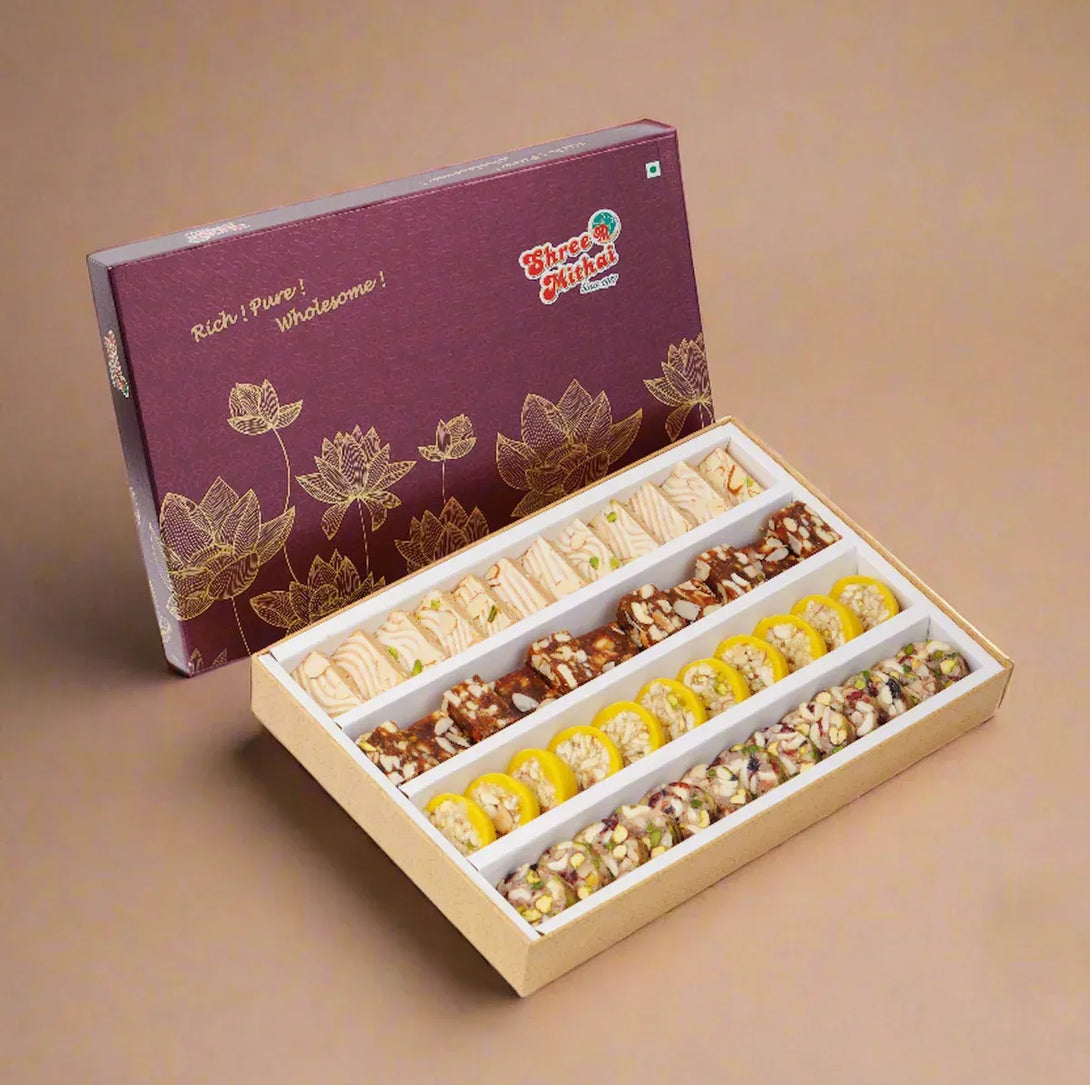 Luxury Indian sweet gift box – Shree Mithai Uranus Assorted Sweets by Yummy Dabbas